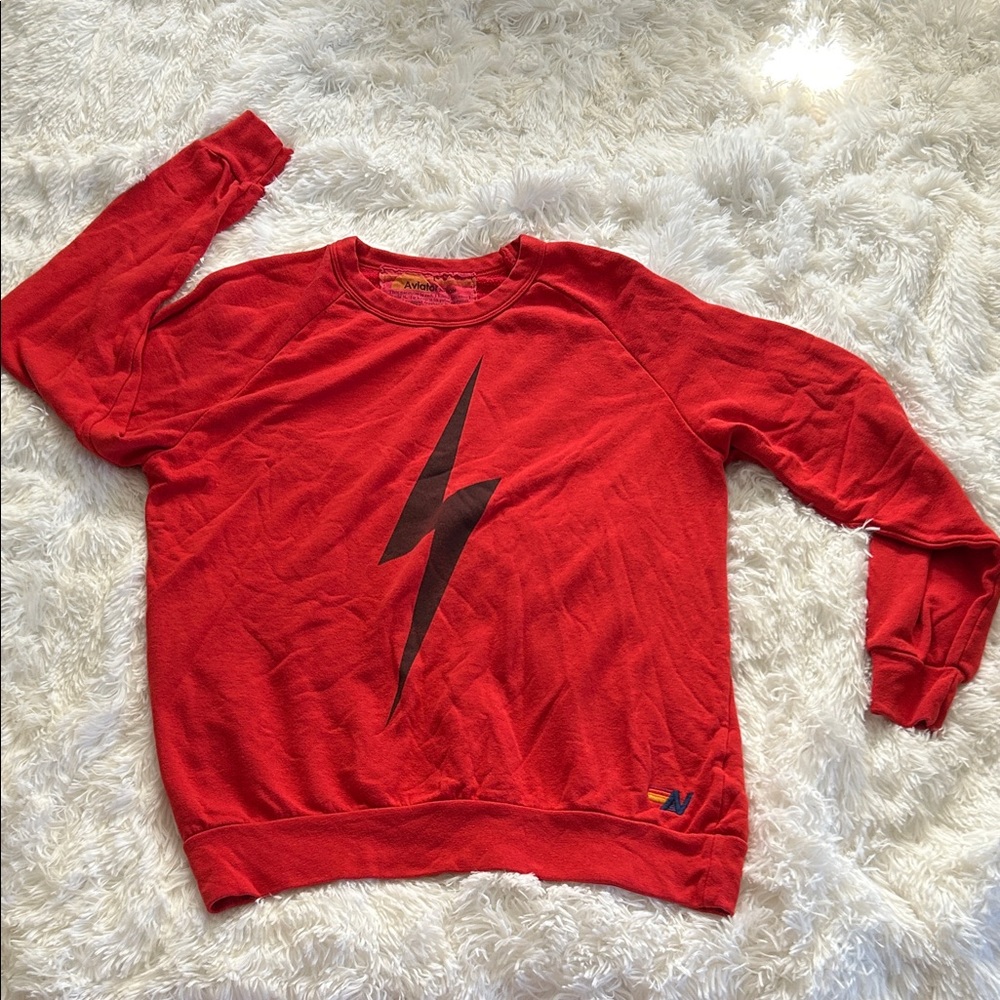Aviator Nation Red Lightning Bolt Swestshirt
